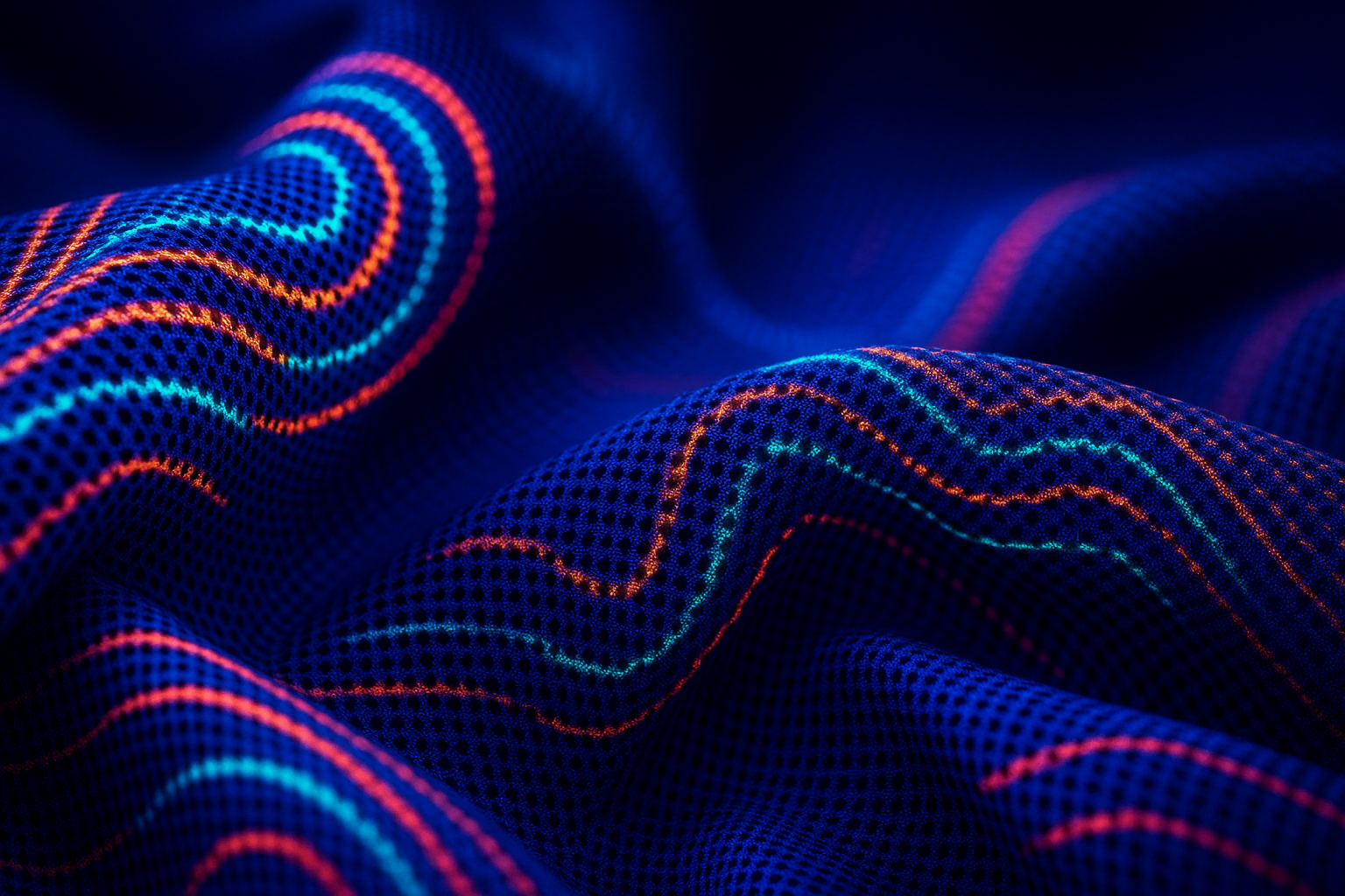 Smart textile with printed conductive ink circuits for wearable electronics.