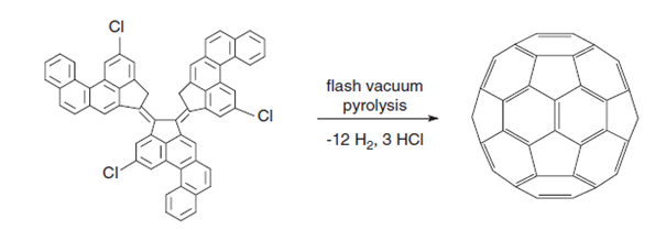 Formation of C60 fullerene through dehydrogenation/dehydrochlorination