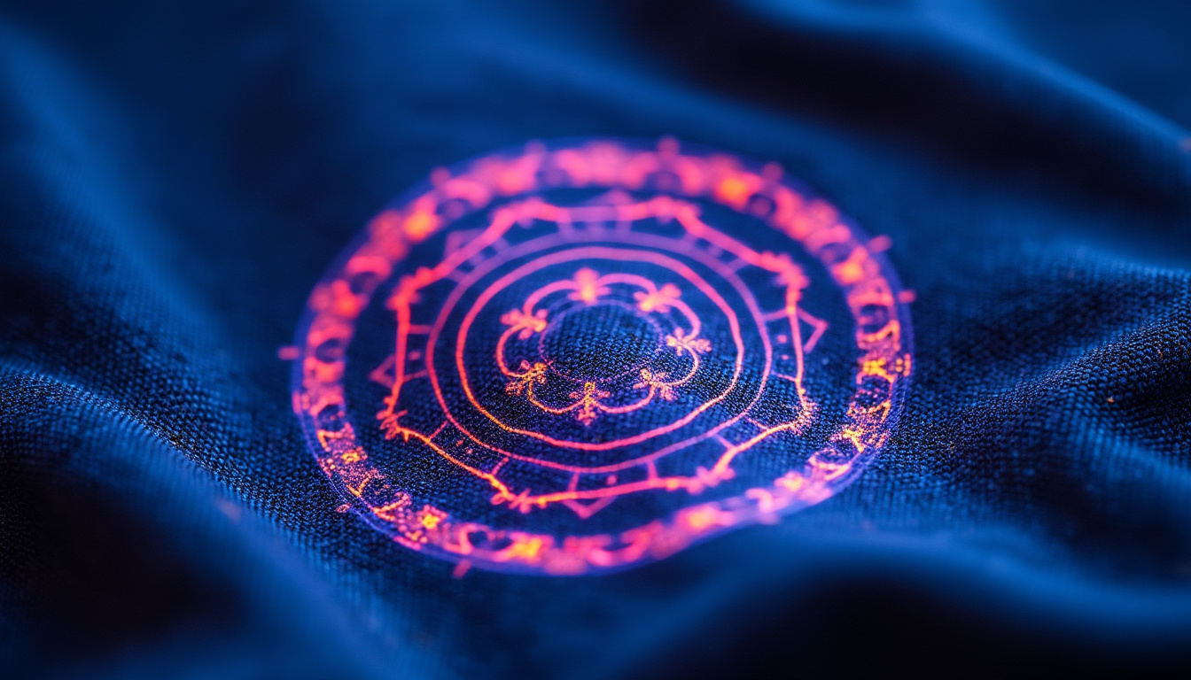 Smart textile with printed conductive ink circuits for wearable electronics. glowing textile